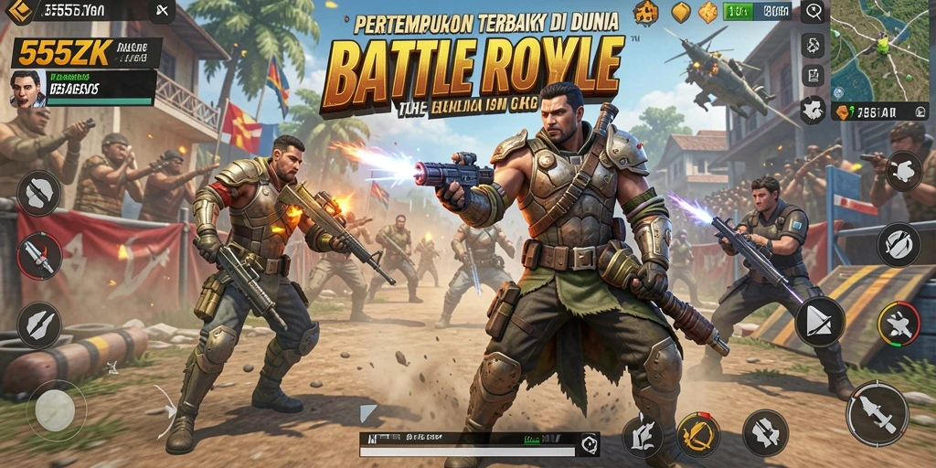 Tampilan gameplay seru di 555ZK dengan aksi pertempuran intens.