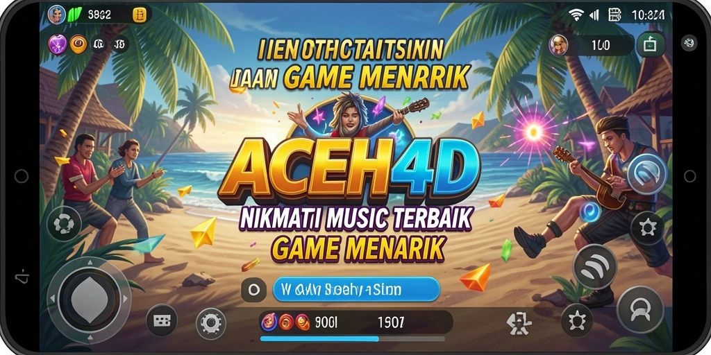 Tampilan screenshot gameplay <strong>ACEH4D</strong> dengan lirik dan musik melodi.