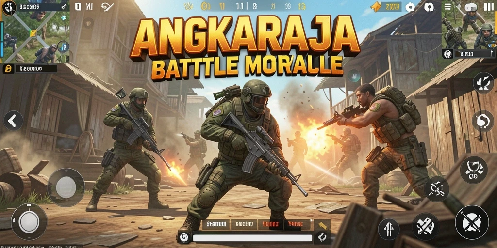 Screenshot gameplay seru dalam ANGKARAJA, menunjukkan pertempuran intens.
