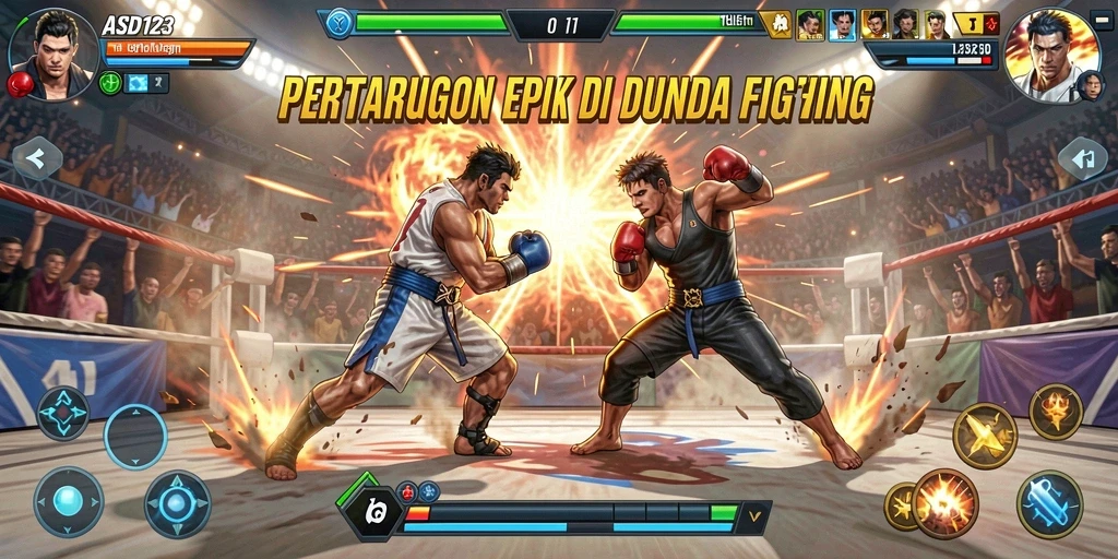 Tampilan gameplay intense dengan pertarungan seru di ASD123.