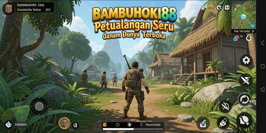 Screenshot BAMBUHOKI88 menampilkan eksplorasi indah dalam dunia terbuka.
