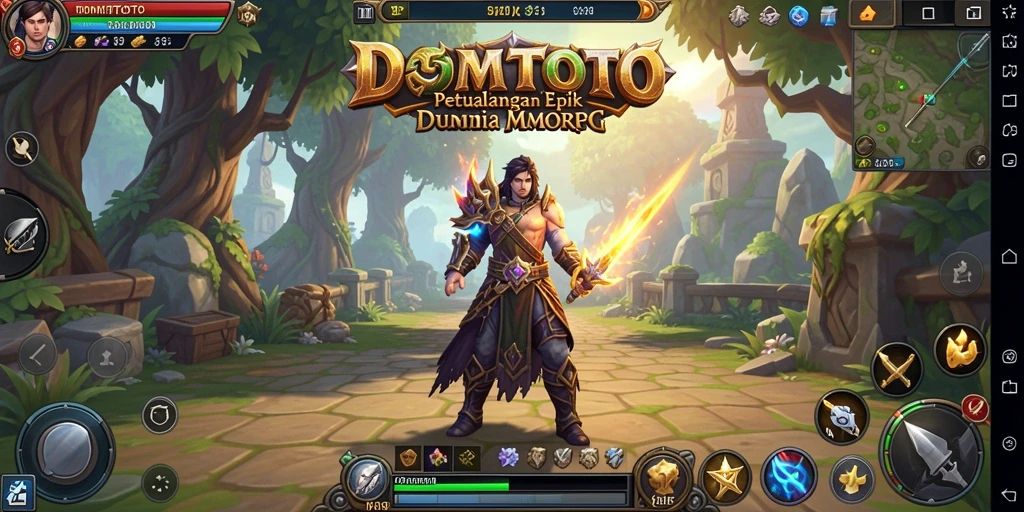 Screenshot gameplay DOMTOTO, menunjukkan pertarungan epik di MMORPG.