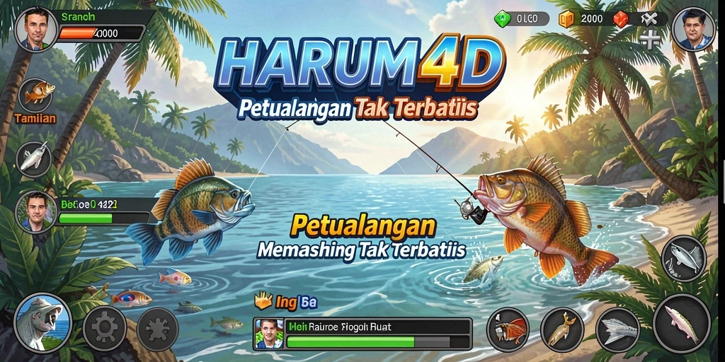 Tangkapan ikan yang sukses dalam gameplay HARUM4D.