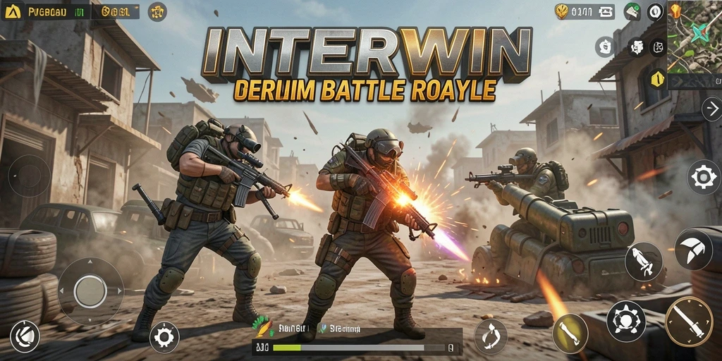 Tampilan gameplay seru dalam INTERWIN, Battle Royale yang menegangkan.