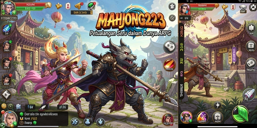 Menampilkan aksi seru dan karakter beragam dalam gameplay ARPG MAHJONG222.