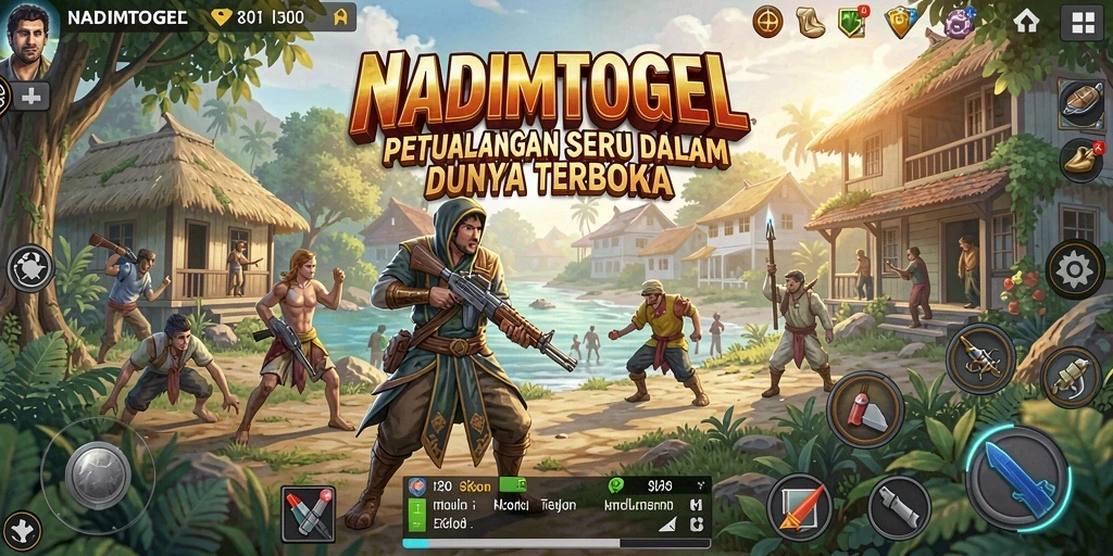 Gameplay NADIMTOGEL yang penuh petualangan di dunia terbuka.