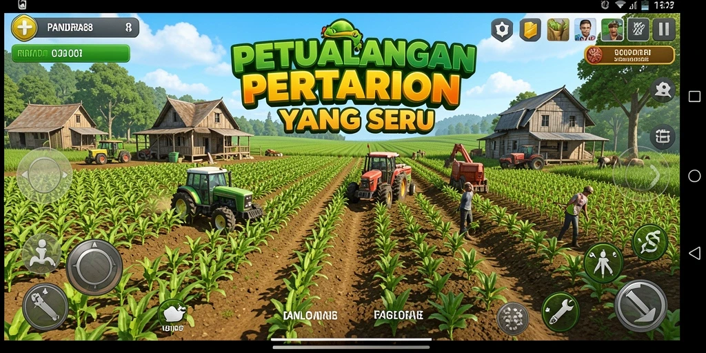 Tangkapan layar utama PANDORA88 menunjukkan aktivitas pertanian yang seru dan interaktif.