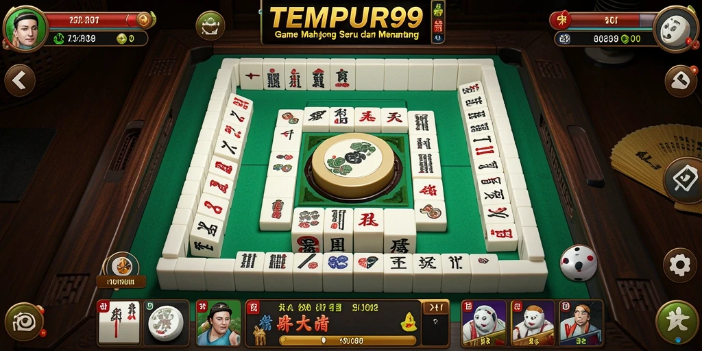 Screenshot gameplay TEMPUR99 yang menampilkan suasana seru bermain Mahjong.