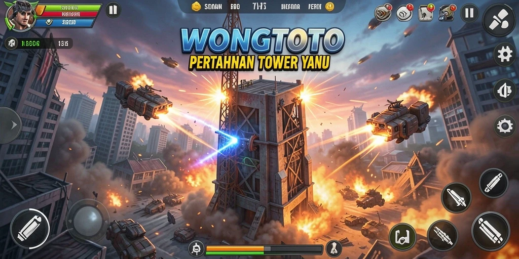 Tangkapan layar gameplay WONGTOTO yang menunjukkan pertahanan tower yang kokoh.